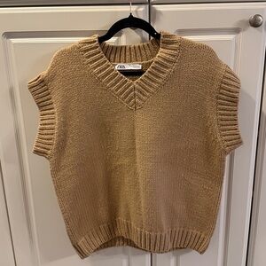 Zara Camel Knit Sweater with scarf
